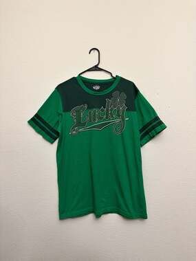 Lucky Tee Shirt Womens XL Green St Patricks‎ Day Graphic Clover T-Shirt Sporty